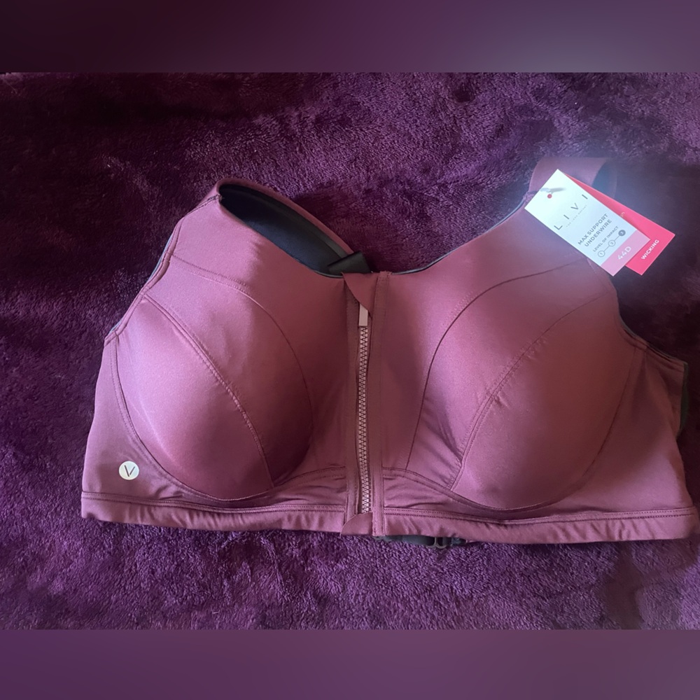 Clinique Max Support Plum Purple Zip-Up Sports Bra